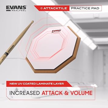 Evans RealFeel Attacktile Drum Practice Pad, Pads for Drummers, 10 Inch