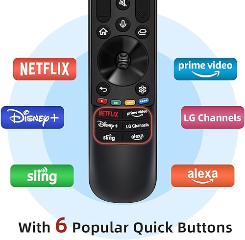 Miniatura 5 de Control remoto mágico para reemplazo de control remoto LG TV. Compatible con televisores inteligentes LG 2020-2024 con función de voz y puntero.