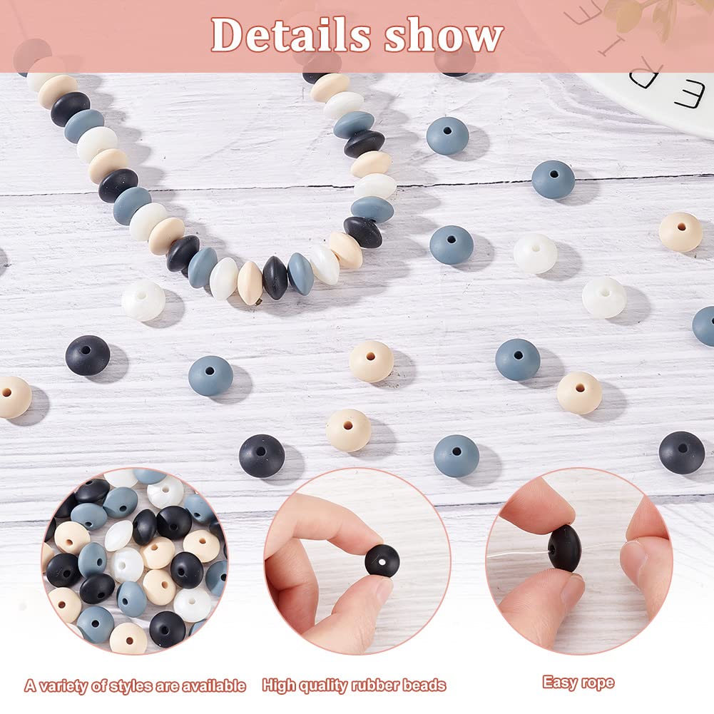 DICOSMETIC 80Pcs 4 Colors Abacus Beads Silicone Bulk Lentil Silicone Loose Beads 2mm Saucer Loose Spacer Beads Colorful Silicone Bead Loose Ball Beads for Keychain Jewelry Making - Image 4