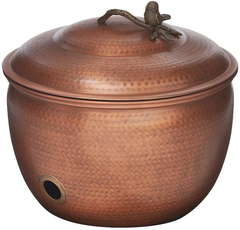 Garden Hose Pot Copper Plated Bird On Branch Handle On