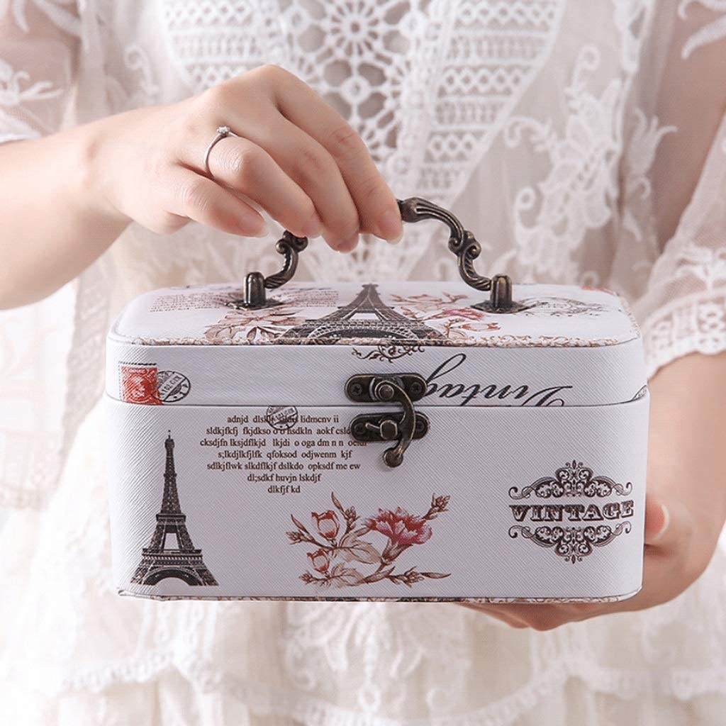 Pudełko na biżuterię 2-warstwowe, eleganckie, skórzane pudełko do przechowywania w stylu retro