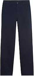 Nautica Boys' School Uniform Twill Chino Khaki Pants, Flat Front, Comfortable Waistband with Zip Closure & Stretch