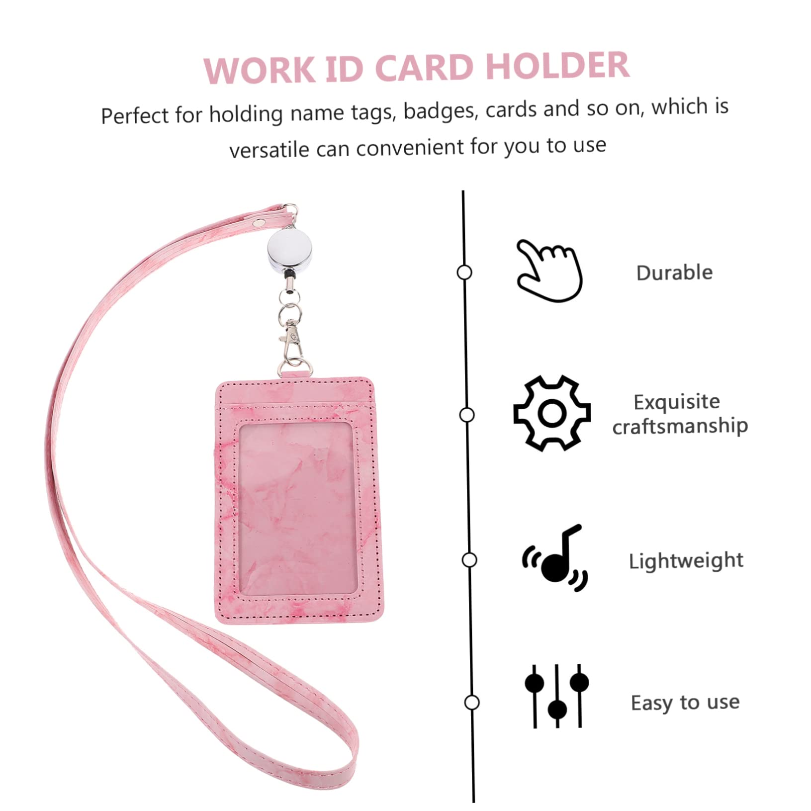 EXCEART 5sets Portacard Retrattile Pu Con Design Marmo Supporto Per Badge Per Studenti e Professionisti Leggero e Pratico Per Ufficio e Uso Quotidiano