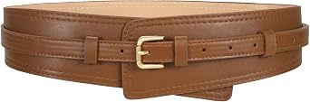 WERFORU Women Wide Waist Belts for Dress Women Fashion Wide Leather Belt 2-in-1 Waistband with Thin Belts for Dress