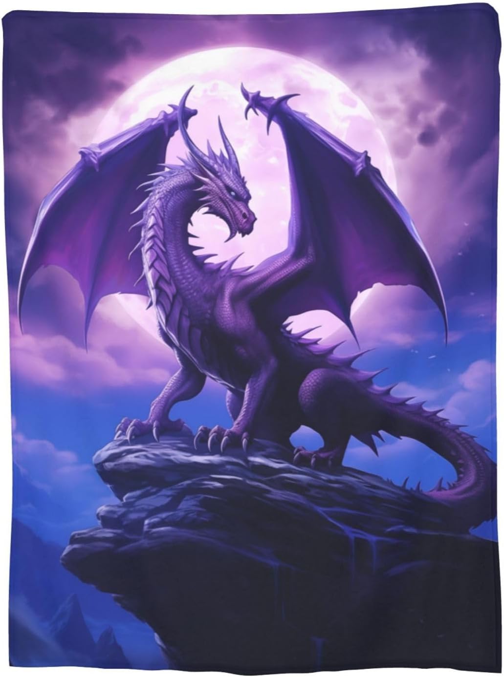 Fantasy Purple Dragon Blanket Gifts for Adults Boys Moon Cliff Flannel Throw Blankets Soft Comfy Lightweight for Home Decor Couch Bed Sofa 60x50 Inches - Image 5