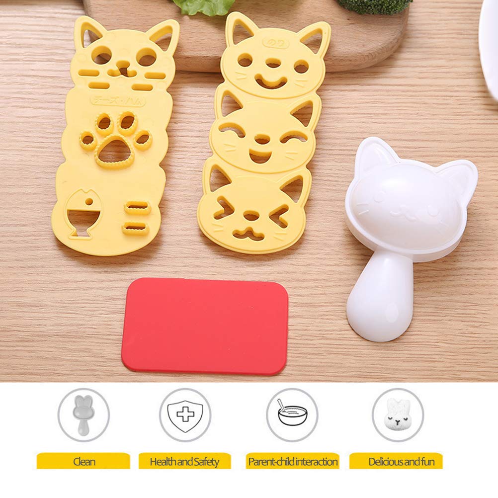 Zestaw Form do Kulek Ryżowych, Kreskówka Kot DIY Maker Sushi Maker Nori Kuchnia Forma Ryżu
