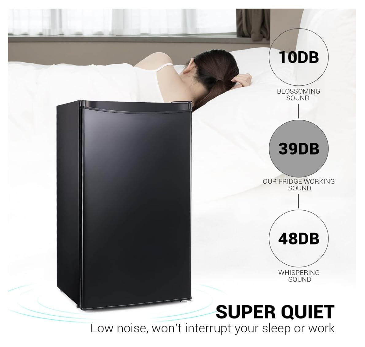 Na Single Door Mini Fridge, 4.5 Cu.Ft,Compact Refrigerator-Small Drink Food Storage Machine For Dorm, Camper, Basement Or Office(Black) on Fridge.com - View 3