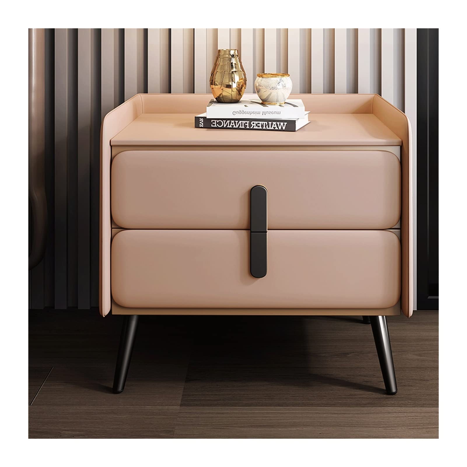 BHGFYXBS Side Tables Bedroom Nordic Simple Metal Bedside Table Double Drawer Locker Bedroom Bedside Table Creative Living Room Tv Side Cabinet Bedside Tables,F2-50cm/19.7inch