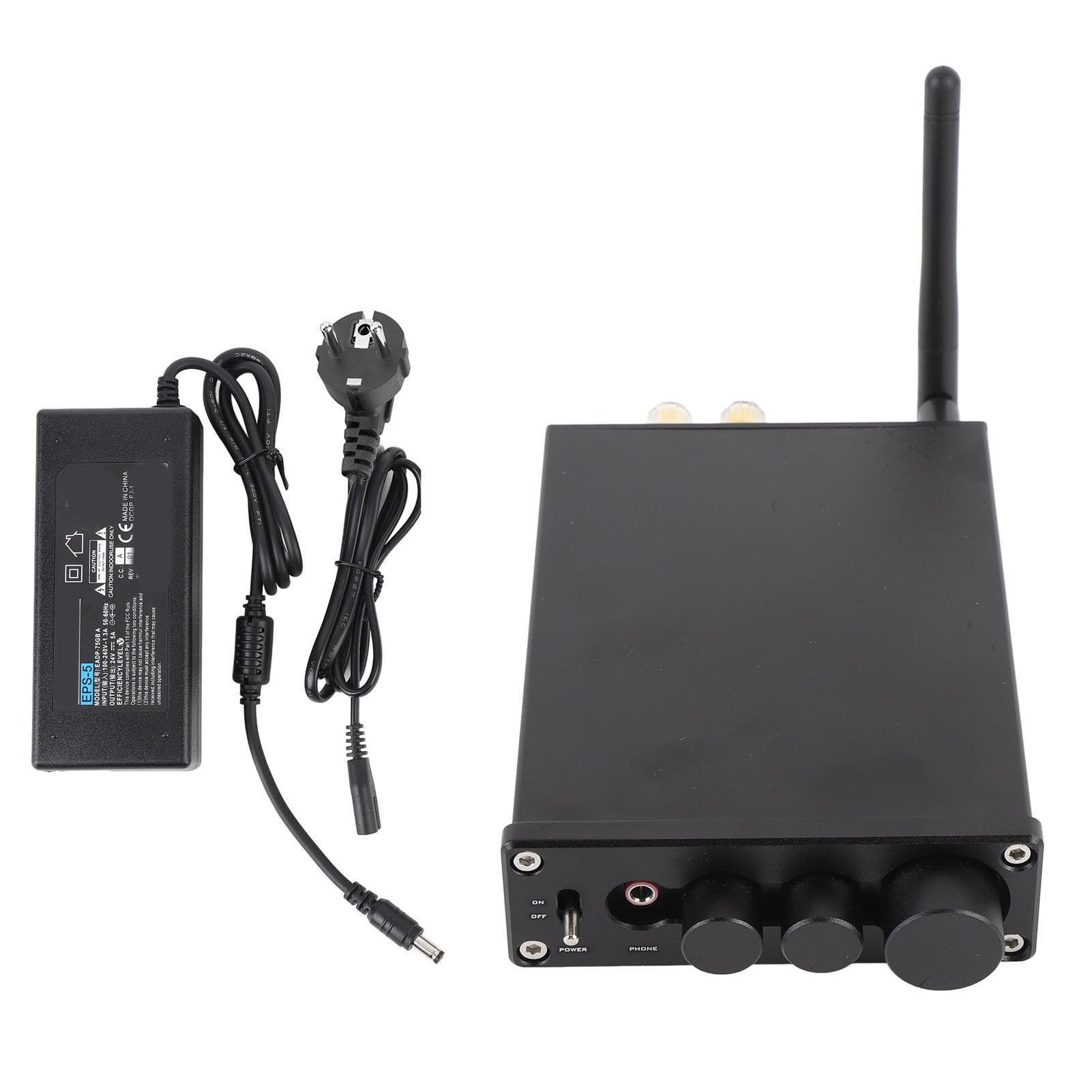 KKPLZZ Amplificatore stereo a 2 canali, amplificatore di corrente senza fili, connettori per altoparlanti passivi in interni, esterni, soffitto del garage (spina europea)