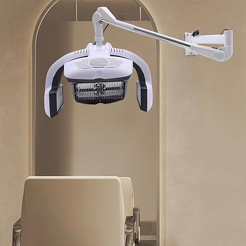 Miniatura 5 de Secador de pelo montado en la pared para salón de 1250 W, multiusos, secado rápido, profesional, procesador de pelo con brazo giratorio de pared,