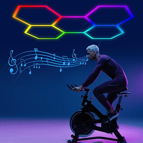 Luces LED hexagonales RGB superbrillantes con aplicación y control remoto, 16 millones de colores y muchas escenas, sincronización de música, para