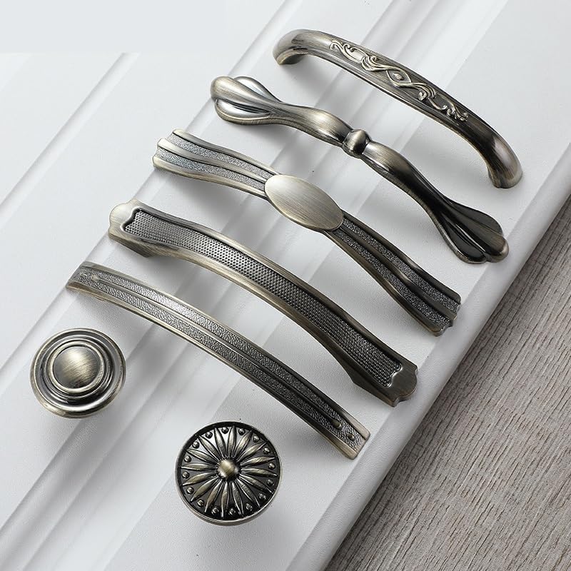 Cabinet Handles and Knobs Metal Drawer Pulls Vintage Kitchen Cupboard Handle Furniture Handles Hardware 1Pcs (Color : 390-128)