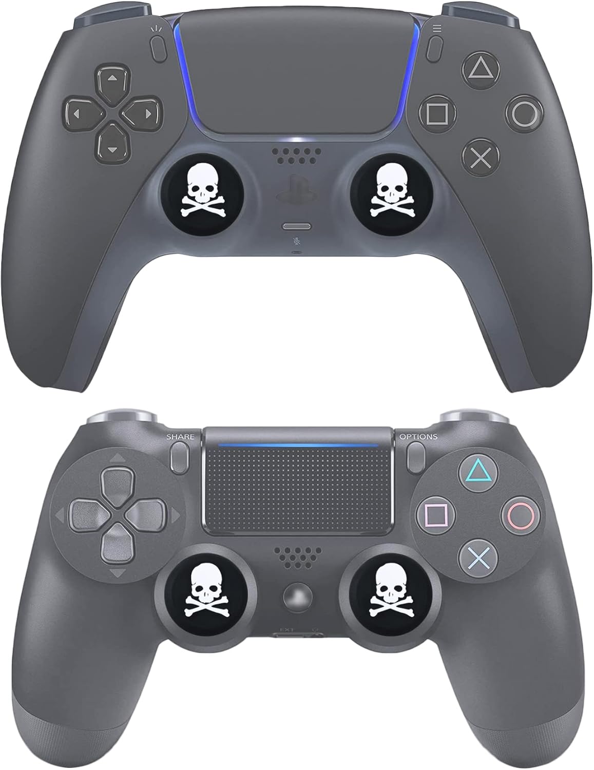 Performance Joystick Analog Stick Thumb Grips Set of 6 Compatible with PS5, PS4, Xbox Series X/S Xbox One, Switch Pro Controller Skull Black & White