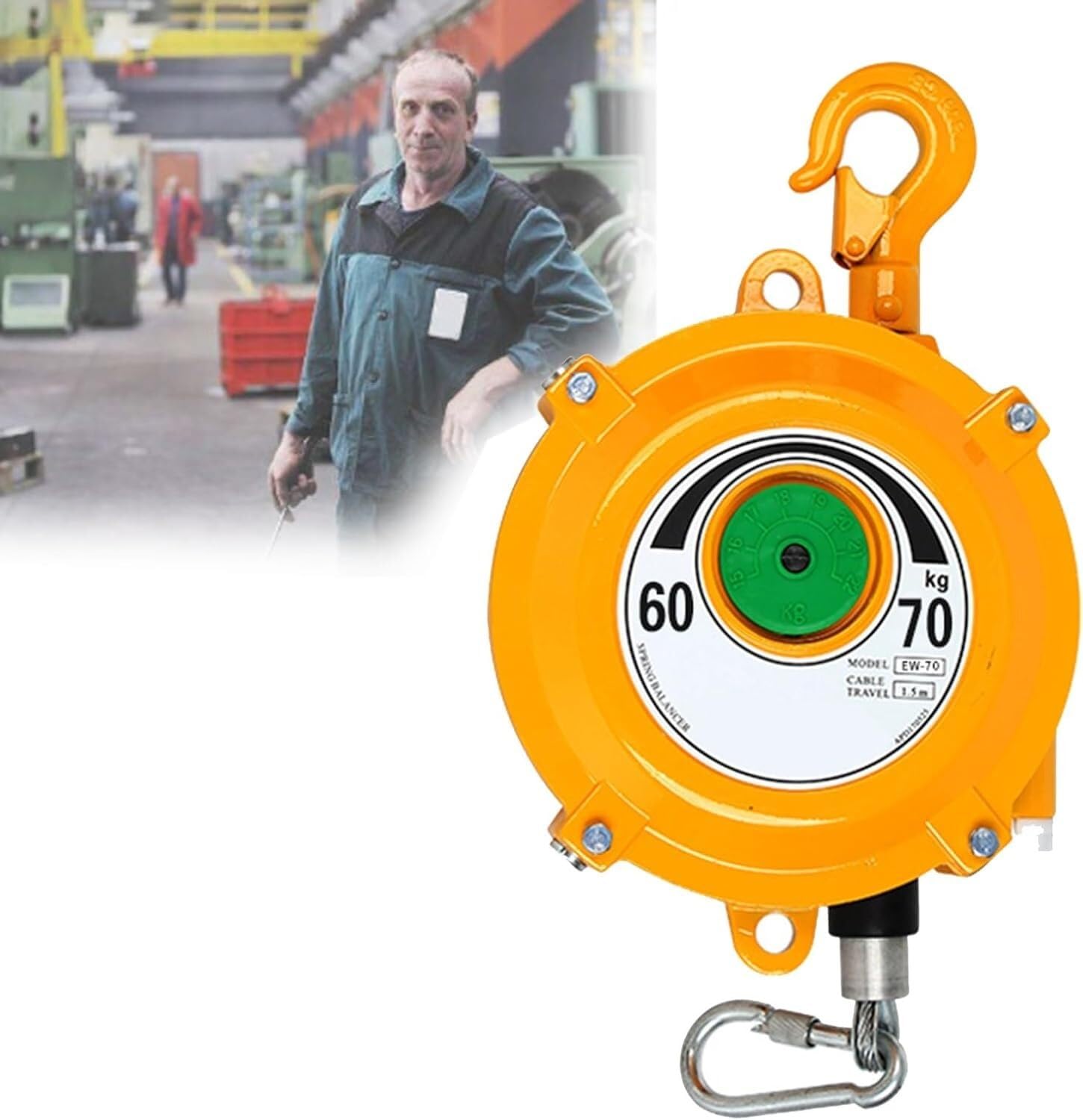VUIKLCty Balancer Balancer With Hook And Wire Rope Hanger Spring Balancer, Multifunctional Aid (Size : 60-70kg)