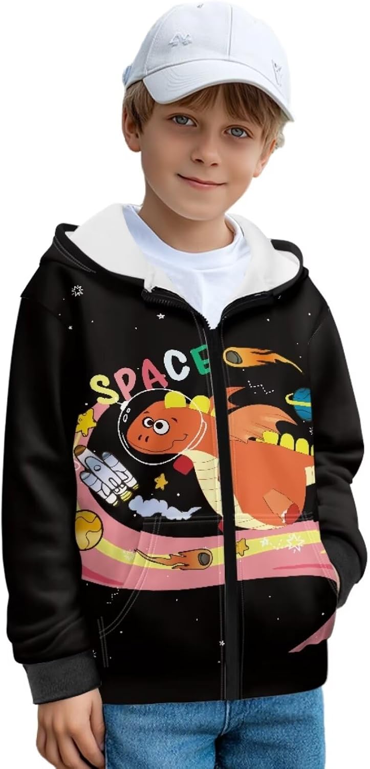 Kids Zip Up Hoodie Casual Sweatshirt Long Sleeve Athletic Hoodie Workout Top Comfy Fleece Hooded Sweatshirts