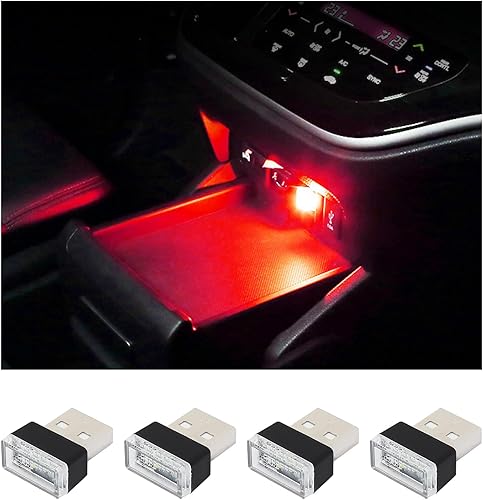 4 lámparas LED USB para el interior del automóvil, luz nocturna de decoración USB enchufable, kit de iluminación ambiental portátil, accesorios disponible en Yaxa Colombia