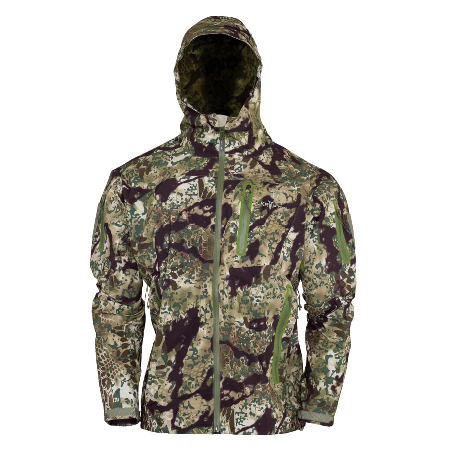 Kryptek Men's Koldo Jacket Waterproof Windproof 3 Layer Camo Rain Shell with Pit Vents for Hunting and Outdoor Use, Obskura Transitional - L