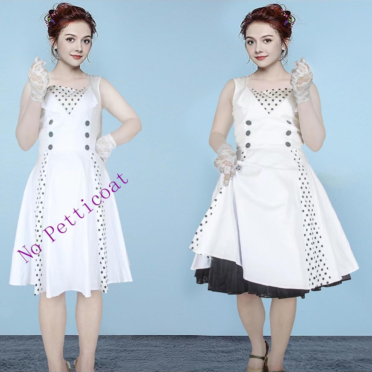 CHERRY LOVE Knee Length Petticoat 50S Vintage Underskirt 26inch Crinoline Petticoat Short Slips - Image 5