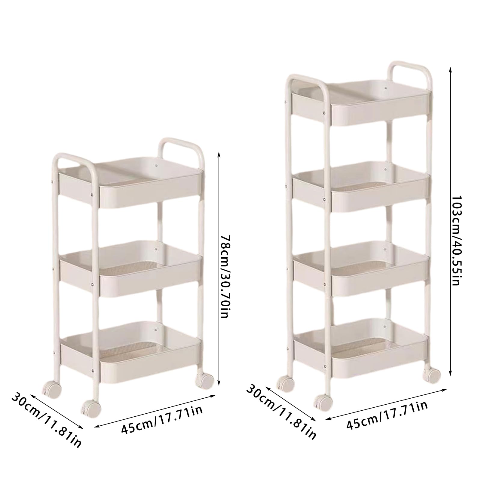 Chariot utilitaire roulant multifonction – Support de rangement robuste sur roulettes pour l'organisation de la maison dans la cuisine, le garage et le bureau