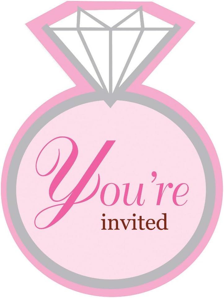 Creative Converting Bridal Shower 8 Count Glitter Invitations, Bride to be Dots