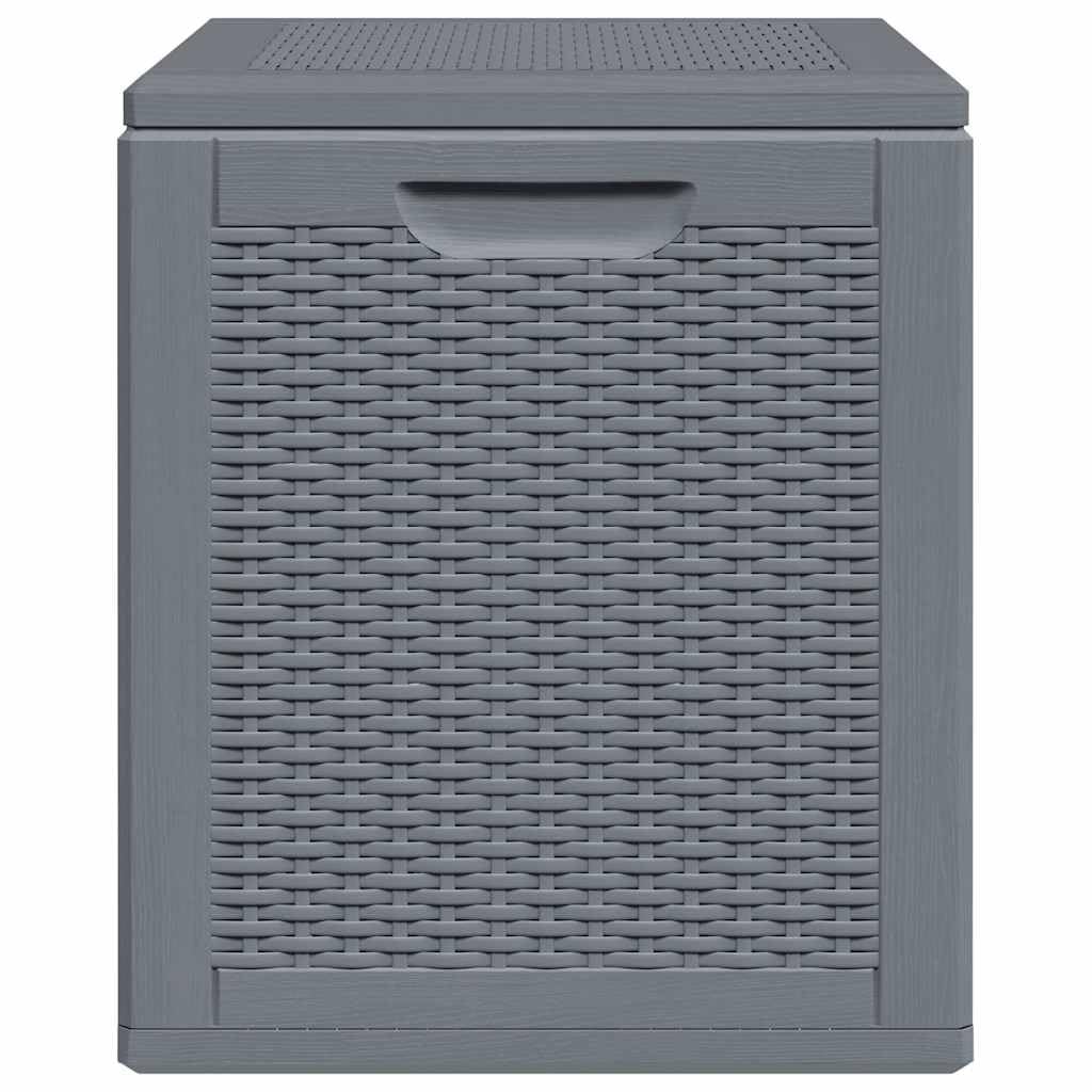 vidaXL Contenitore da Giardino Grigio in Rattan PP 90 L, Contenitore portaoggetti da Giardino, portaoggetti, cesta degli Attrezzi, Contenitore