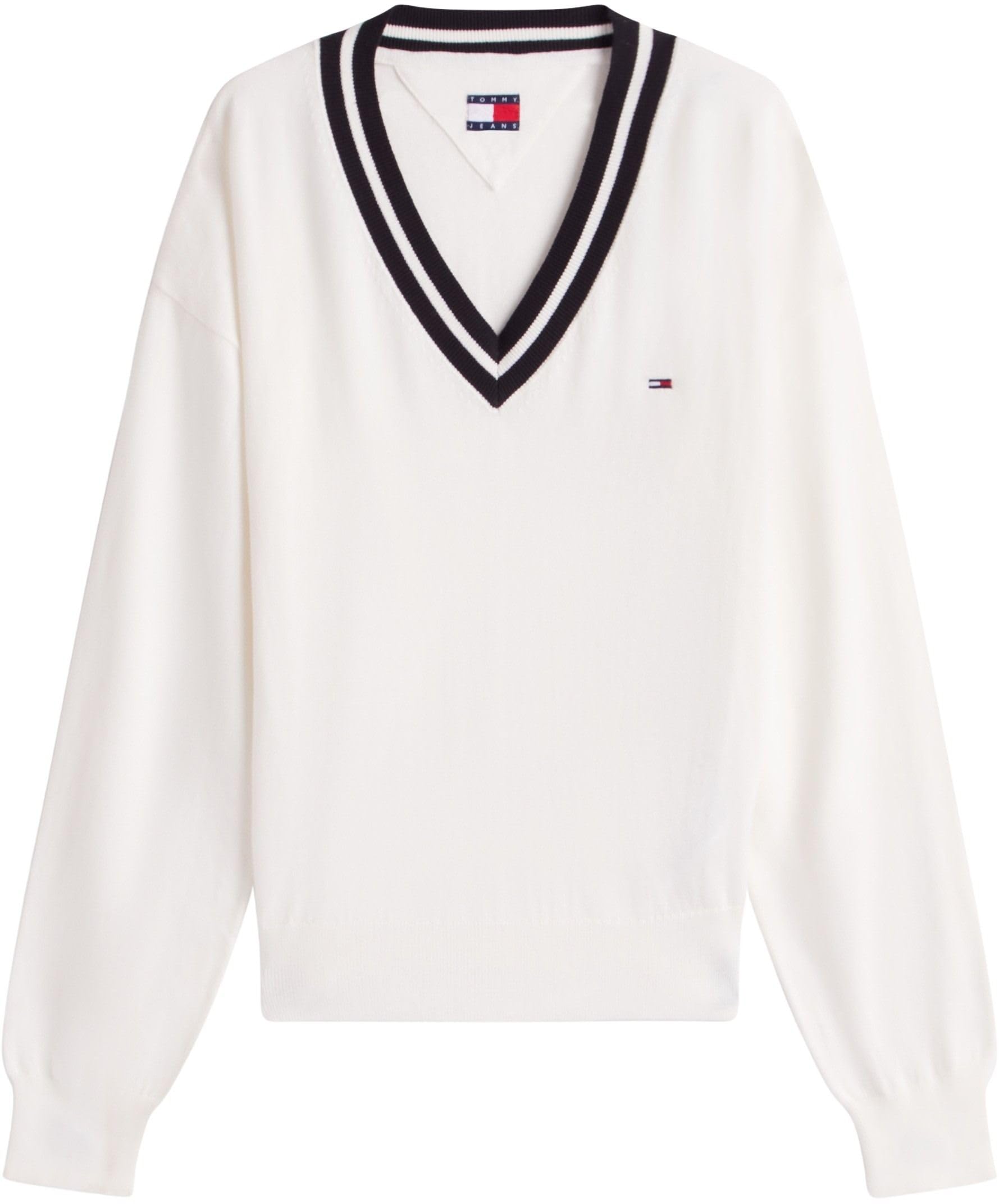 Tommy Jeans Damen Tjw RLX V-Neck Tipping Sweater Dw0dw22778 Pullover (1er Pack)
