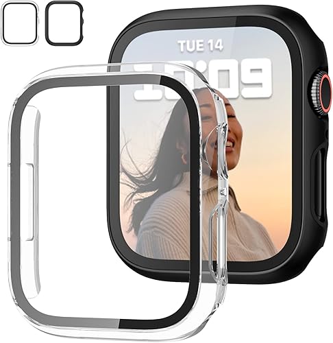 Miniatura 36 de Paquete de 2 fundas con protector de pantalla de vidrio templado para Apple Watch Series 3/2/1 de 38mm, JZK protector delgado con cobertura