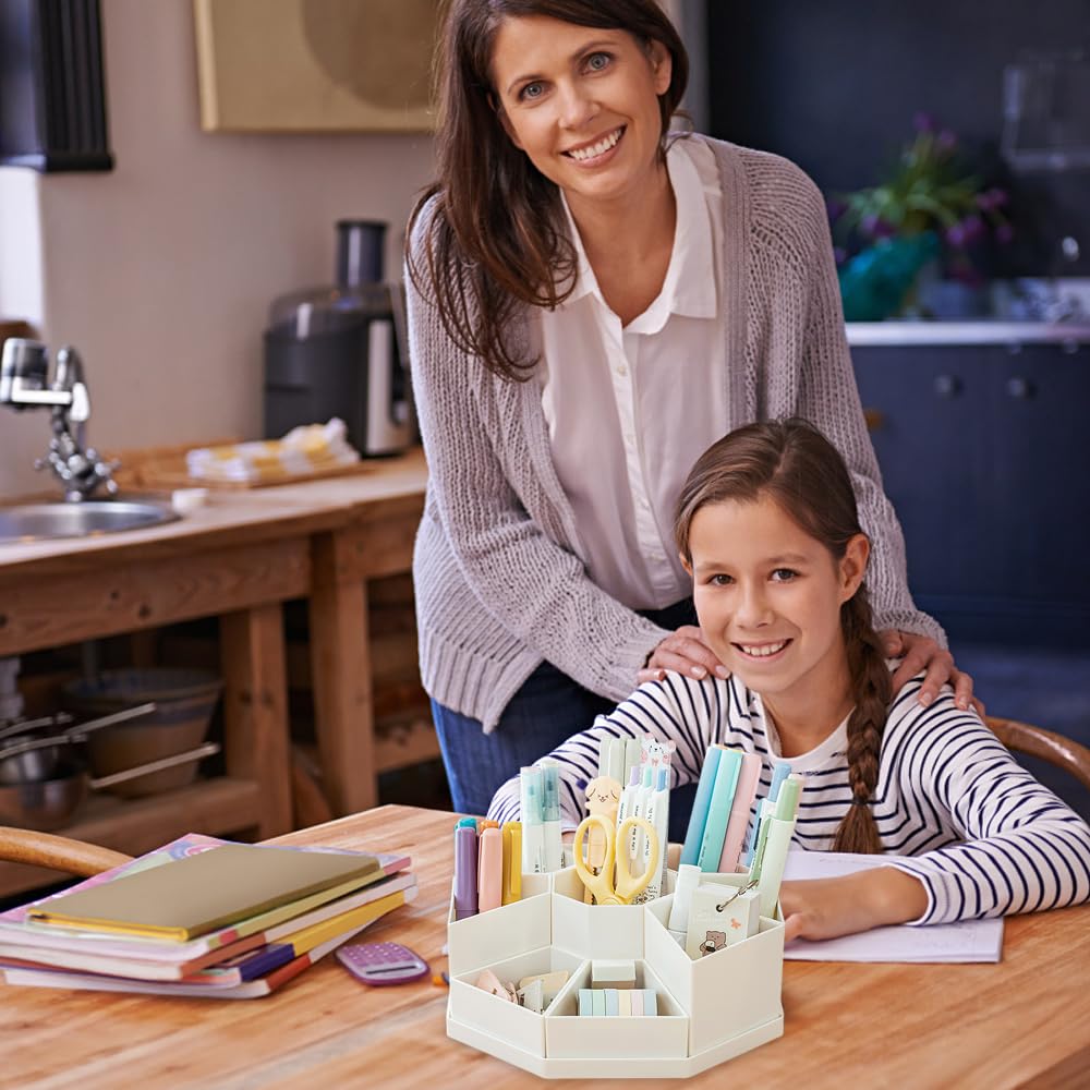 Porta Penne Rotante Portapenne Girevole 360° Scomparti, Blu