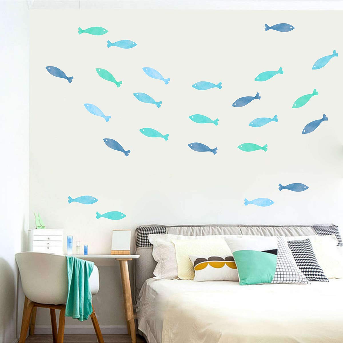 Calcomanías de pared de peces océano pegatinas de pared para niños, calcomanías de pared extraíbles para despegar y pegar, decoración de habitación de guardería para niños