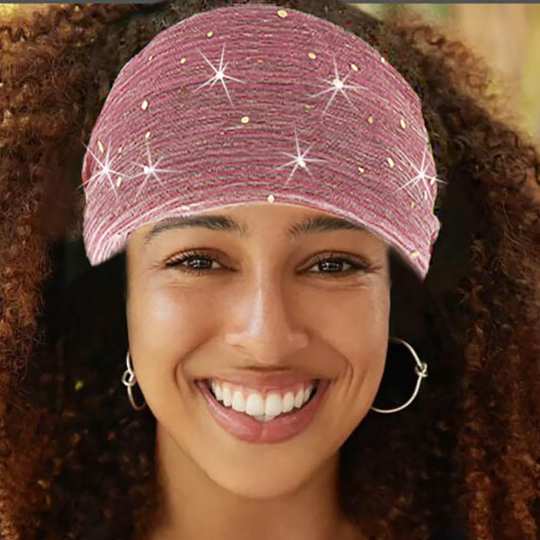 3 Fasce Per Capelli Annodate TOBATOBA, Con Perline E Paillettes, Nero, Bianco, Rosso, Stile Boho, Eleganti - 2