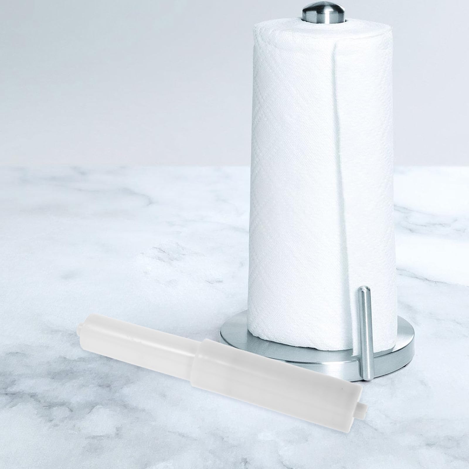 Hohopeti Porta Carta Igienica in Plastica Abs Regolabile Asta Telescopica Antiscivolo Compatibile per Bagno e Cucina, Supporto Portarotolo Pratico per Carta Igienica e Fazzoletti