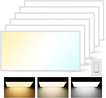 6Pack 2x4 LED Flat Panel Light, Drop Ceiling Light Fixture 50W 6600LM, Selectable Color Temperature 4000K/5000K/6000K, 5-100% TRIAC Dimmable, Recessed Back-lit Fixture for Office