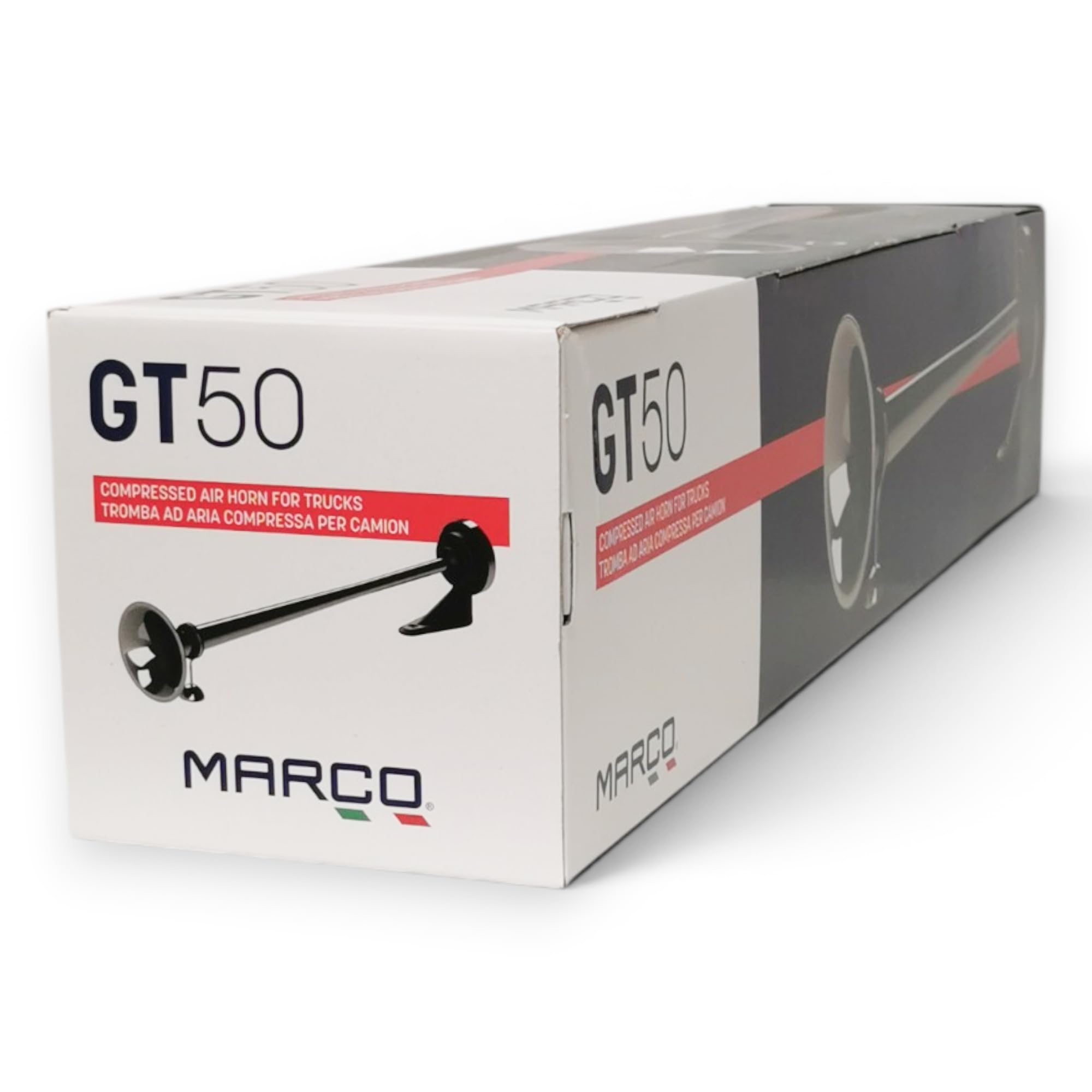 MARCO GT50 Druckluft-Signalhorn, 12/24V, Messing verchromt, 750 mm