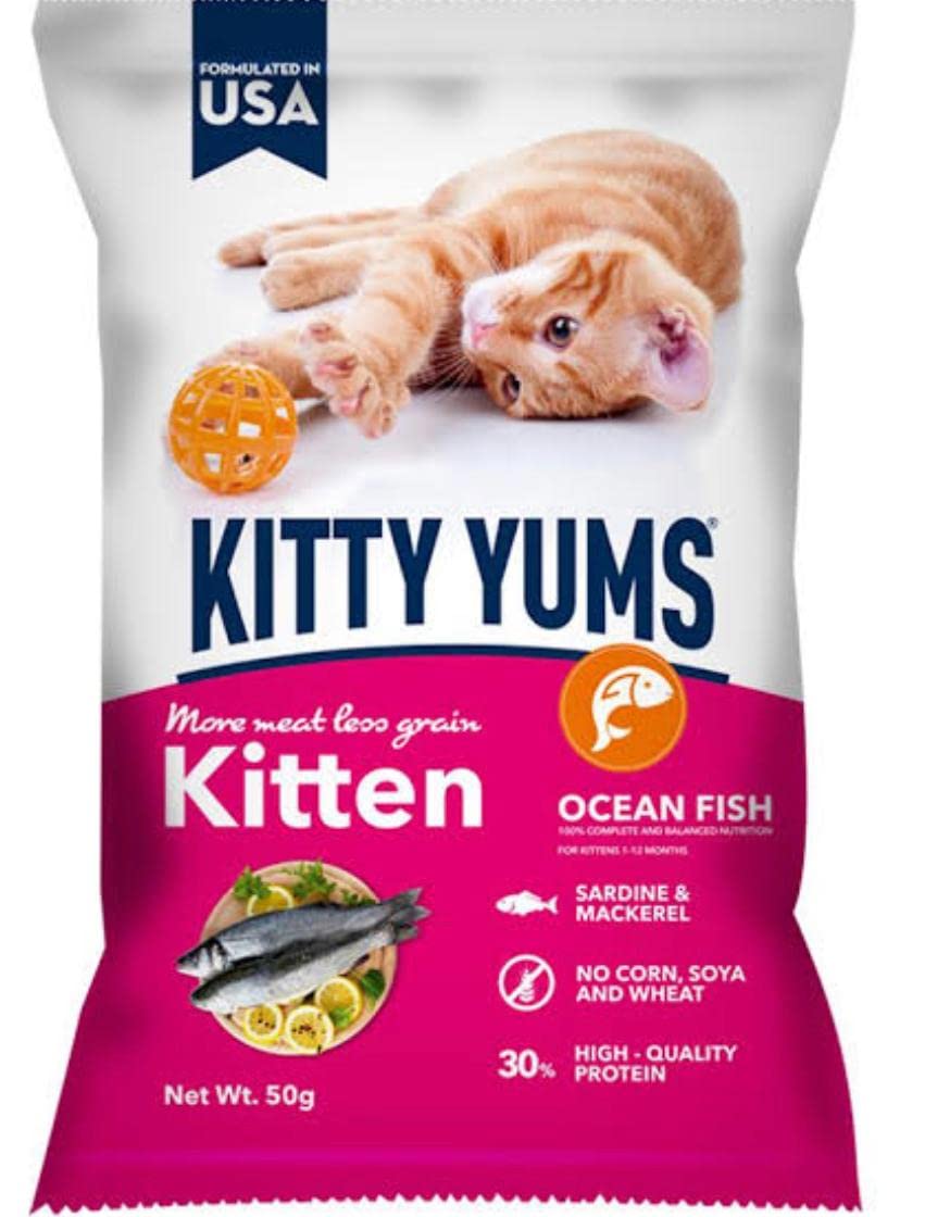 Kitty Yums Kitten (1-12 Months) Cat Dry Food - Ocean Fish(Sardine & Mackerel), 50 GMS (Pack of 10) (B0C39YF3L1) Amazon Price History, Amazon Price Tracker