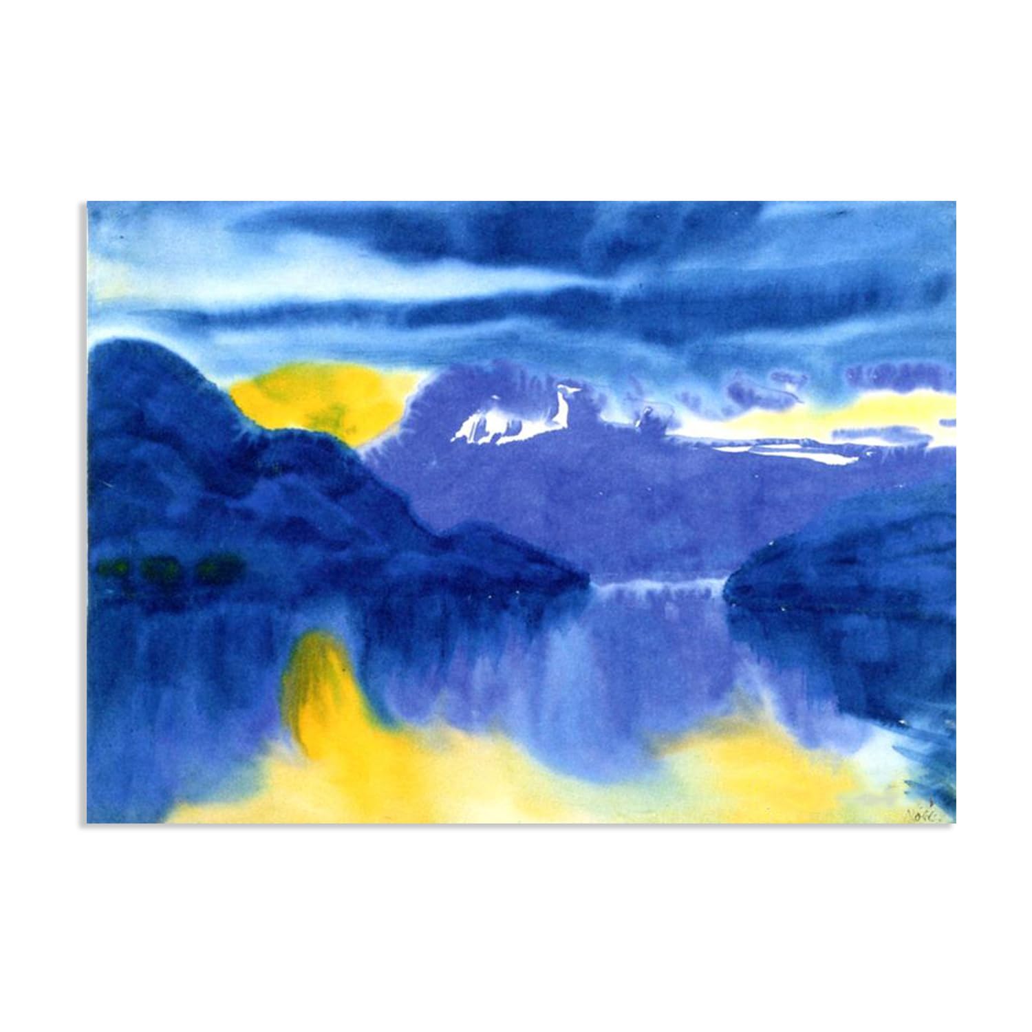 RXNHGJDS Emil Nolde Seascape Canvas Wall Art Lake Lucern Abstract Reproductions Coastal Expressionism Artwork Wall Decor for Living Room Bedroom Office Home Decor100x70cm(33x28in) Frameless