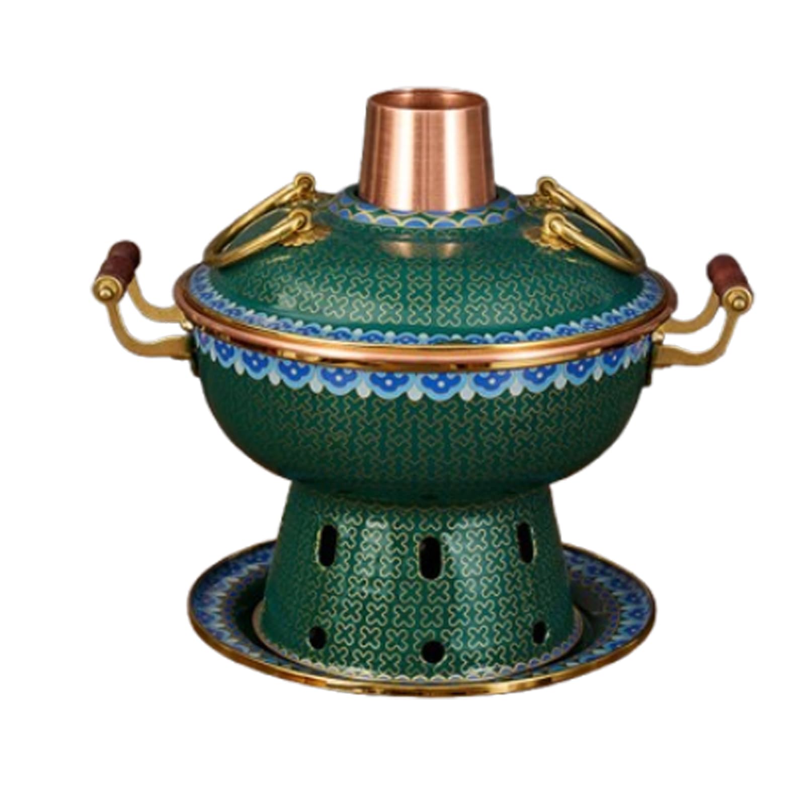asdchZen Enamel Pot Cloisonne Hot Pot Buffet Hot Soup Pot Copper Single Person Hotpot Sturdy Home Use Shabu Pot Old Beijing Hot Pot,I,I