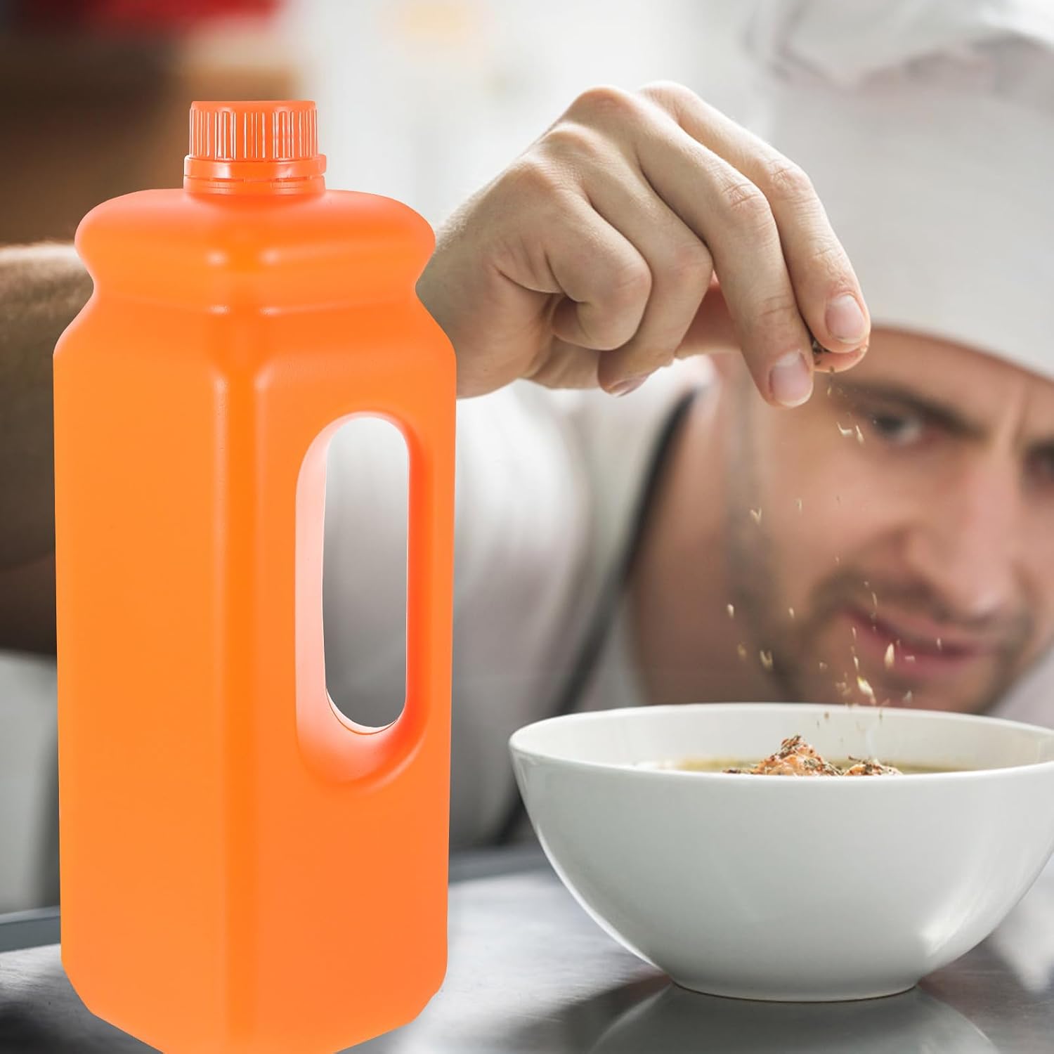 Homoyoyo 5l Orange Plastic Gallon Water Jug 2pcs with Sealing Caps and Ergonomic Handles for Beverage and Syrup Storage