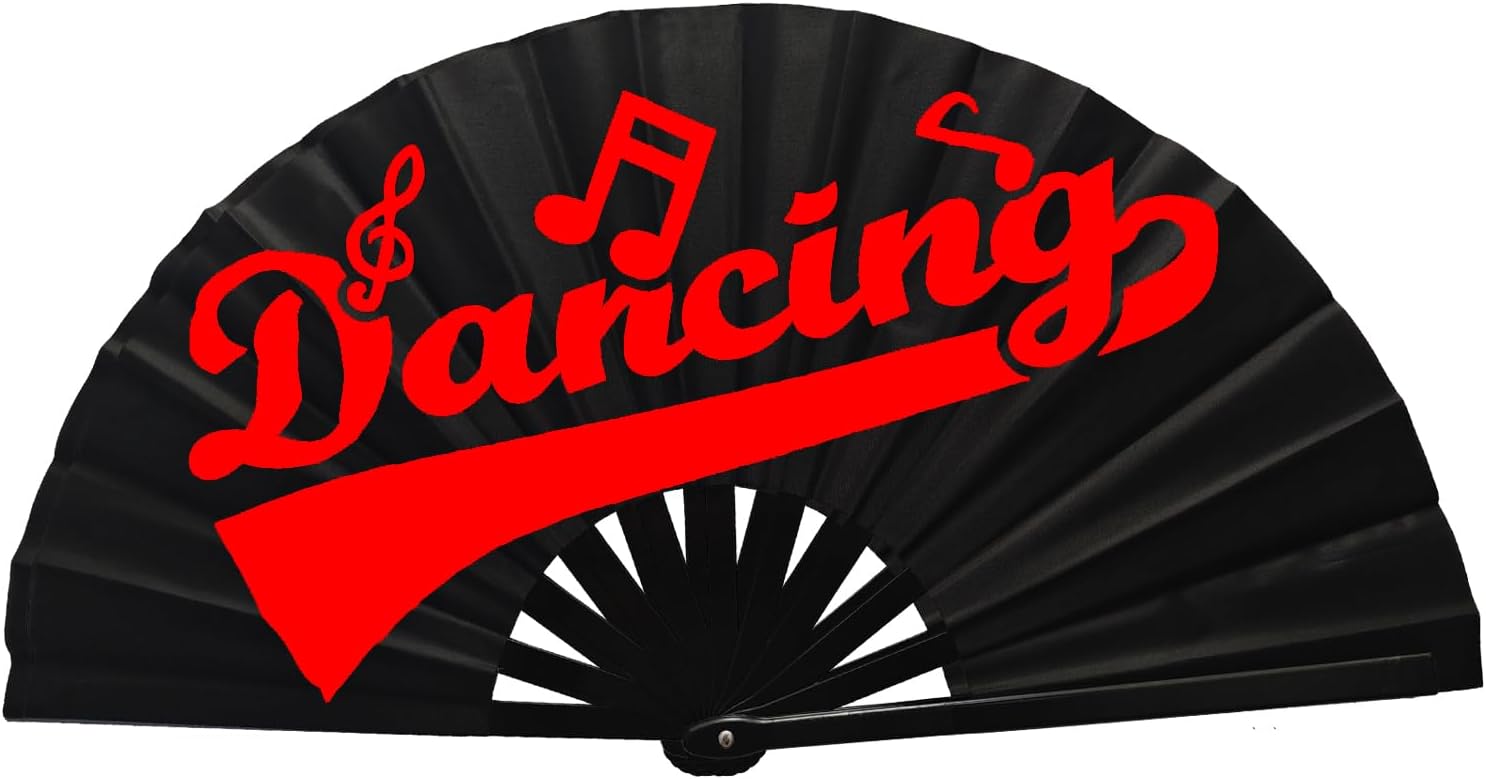 Large Clacking Fans for Line Dancing, Boots On The Ground Hand Fan (Red)