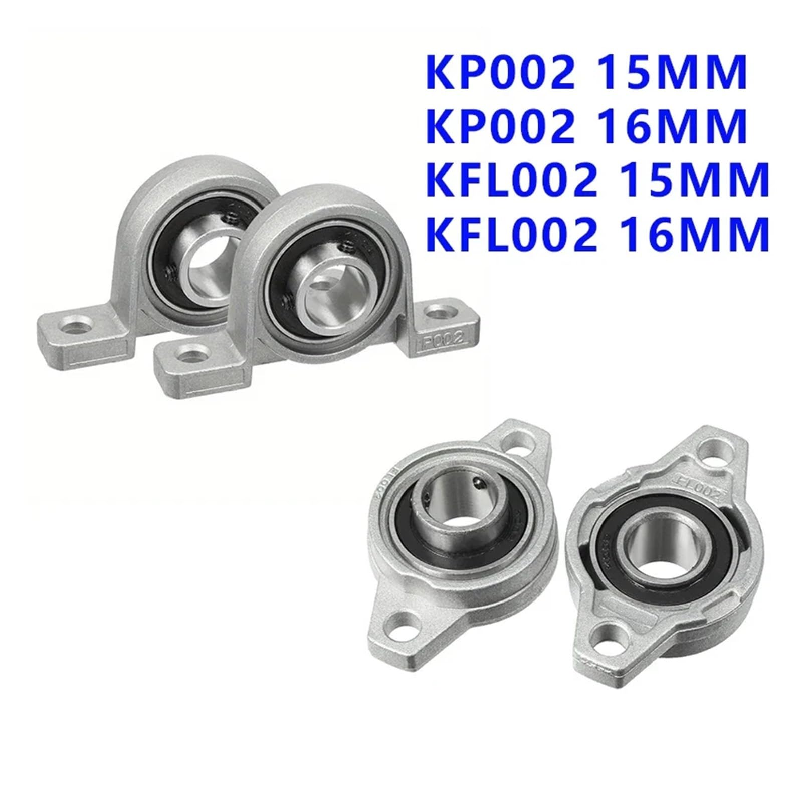 2/10 pièces KP002 KFL002 15mm alésage en Alliage de Zinc Boule intérieure monté Bloc d'oreiller roulement d'insertion KP002 KFL002 16MM(KFL002 15MM,10Pcs)