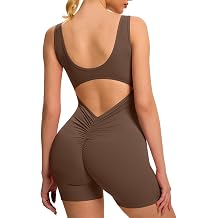 speerise One Piece Workout Jumpsuits for Women Backless Scrunch Gym Romper Sexy Sleeveless V Back Yoga Bodysuit