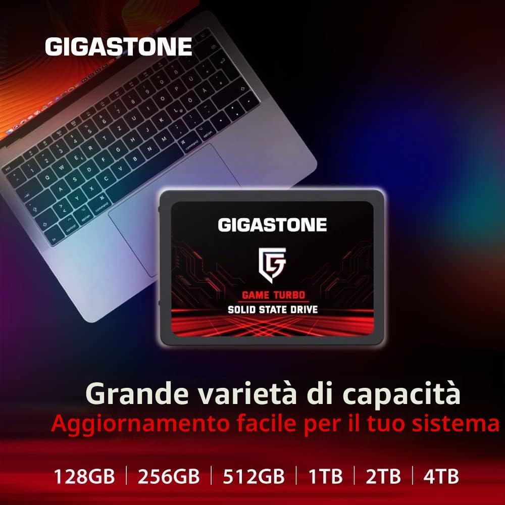 Gigastone SSD SATA III 512GB (2 Pack) 2,5" SSD interno 3D NAND Internal Solid State Drive Compatibile con Laptop e PC Desktop 2.5 Inch Velocit? di Lettura fino a 550MB/s SLC Cache Performance