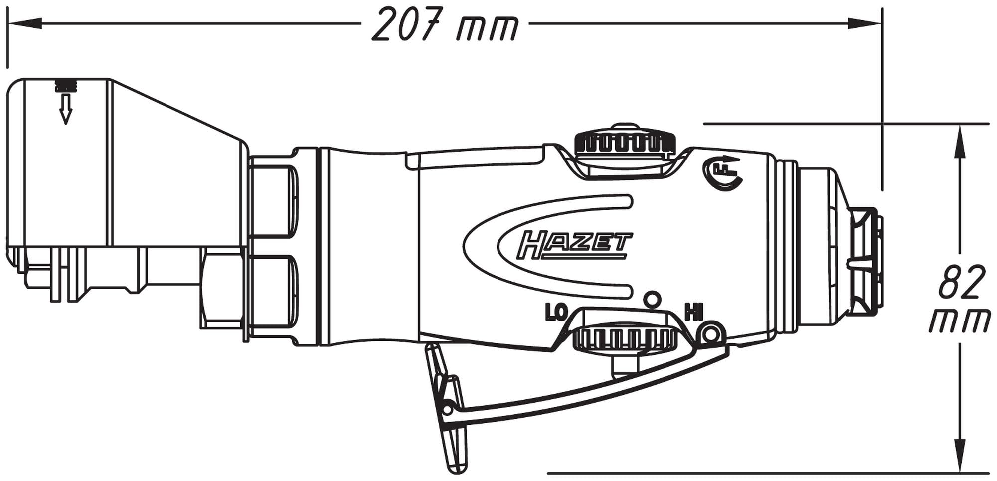 HAZET Trennschleifer 9033-10, Für Trennscheiben 76 x 2,1 x 10 mm | Länge 207 mm, Betriebsdruck 6.3 bar, 900 g, Schalldruckpegel 88 dB(A) Lp A, Luftbedarf 114 l/min, Drehzahl min 2000 upm