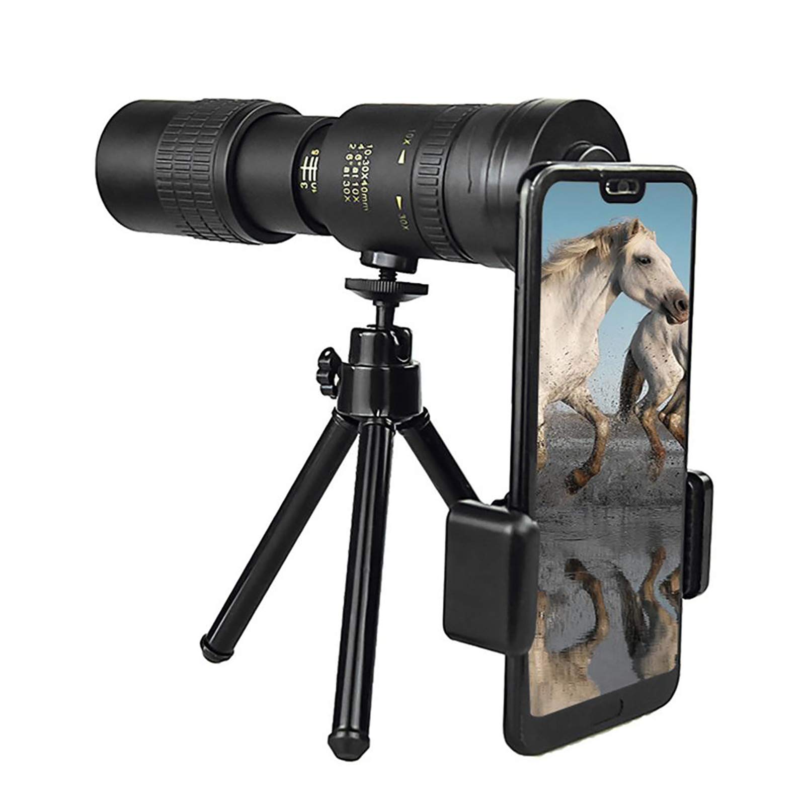 Monokular dla dorosłych o dużej mocy, 4K 10-300 x 40 mm super teleobiektyw zoom zewnętrzny lekki teleskop o dużej mocy ze statywem i klipsem, idealna do obserwacji ptaków lornetki dla dorosłych