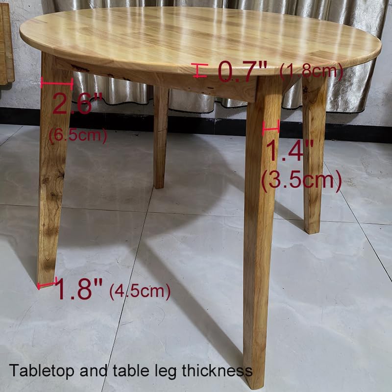 34.7" Solid Wood Round Dining roomTable, Rubberwood, Easy to Assemble, Multi-Use for Indoor and Outdoor，Kitchen Wooden Dining Table,Small Dining Table