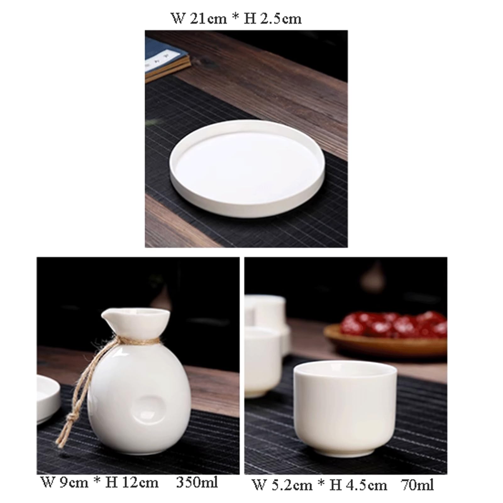 esmen Ensemble de Tasses à saké en céramique, 8 pièces, Artisanat, Verre à vin, Texture glaçure Blanche et Bleue, Tasses en céramique, Artisanat, Verres à vin, Ensemble de Tasses à saké