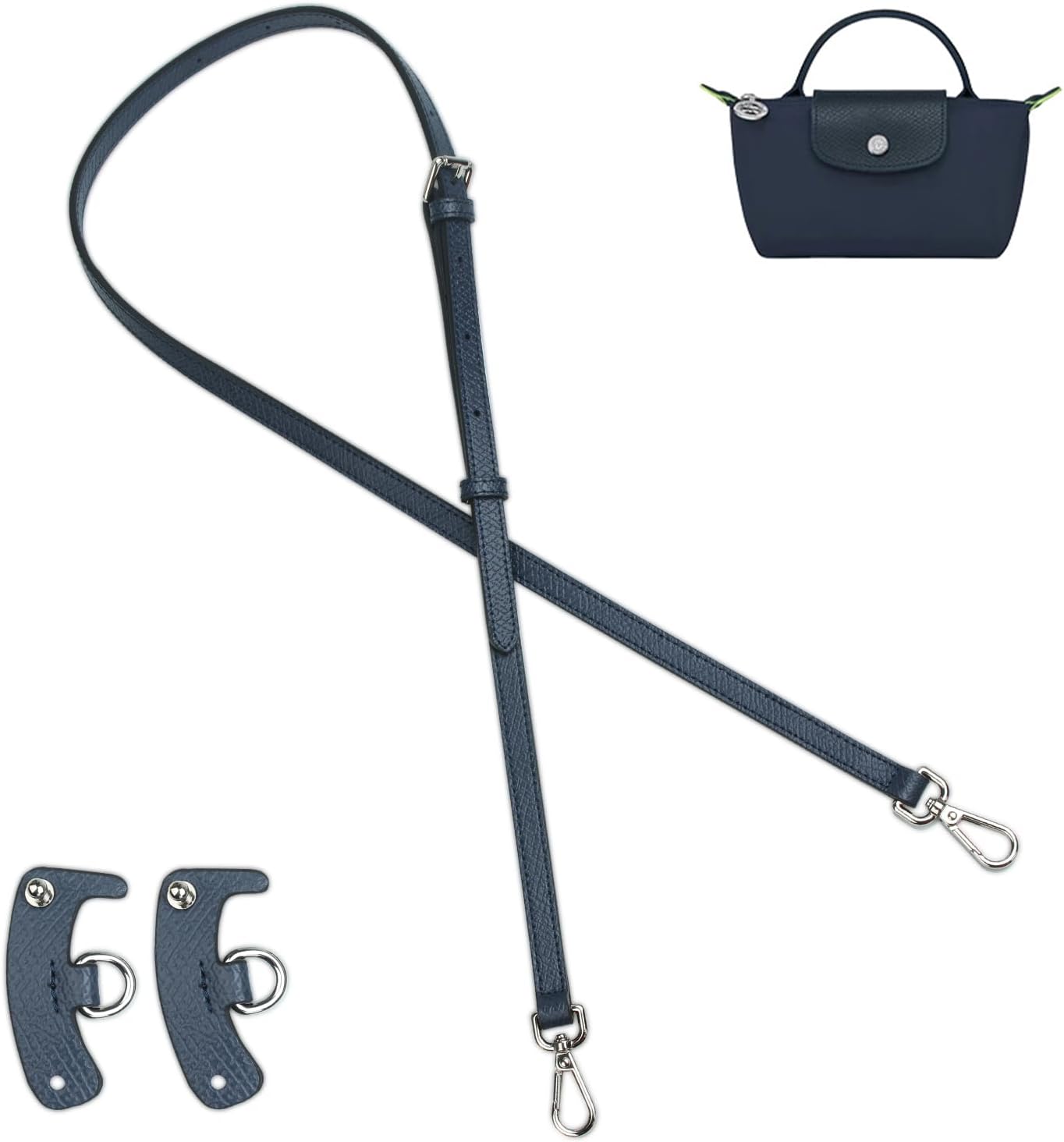 Leather Bag Straps Conversion Kit for Longchamp Le Pliage Mini Pouch,Purse Strap Crossbody Adjustable Replacement