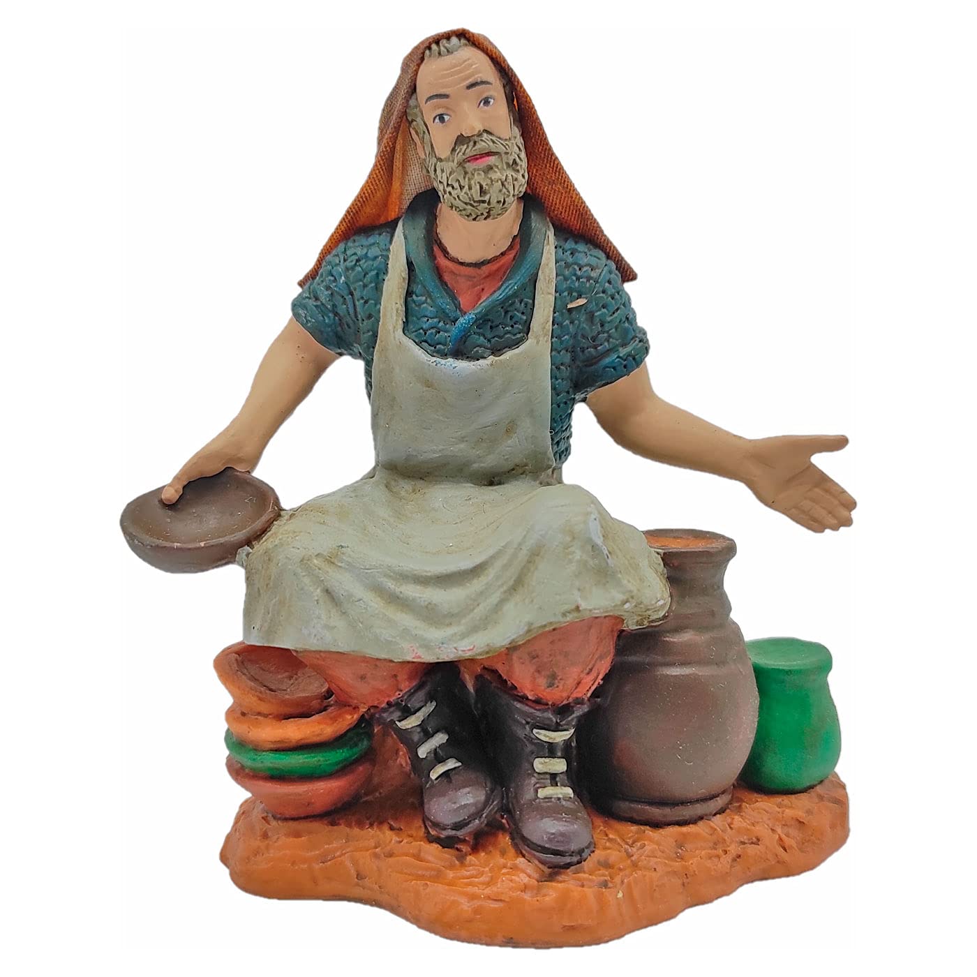 Acan Tradineur - Statuina da ricamatrice per presepe durexina, statuetta decorativa per ufficio nascita, decorazione artigianale, presepe, natale, 8 x 5 x 4,3 cm