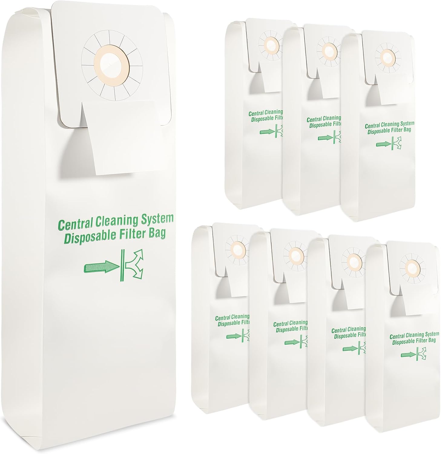 8 Pack 391 Central Vacuum Bags Compatible with Nutone Cental 391, 3918, 44186, CV350, CV351, CV352, CV353, CV400, CV450, CV553, CV653, CV750 Models