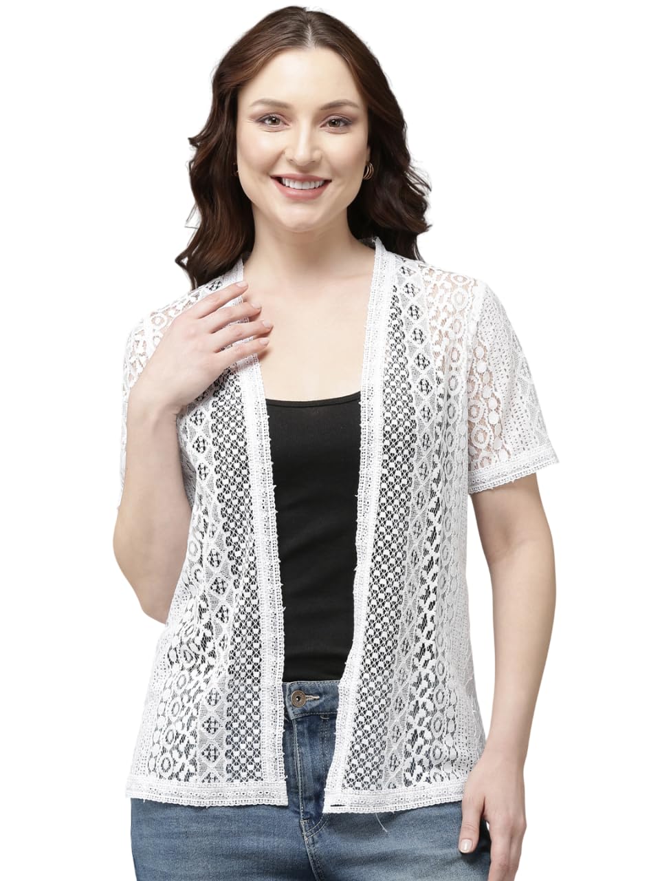 style quotient Women Solid Cotton Nylon White Shrug-picture-22
