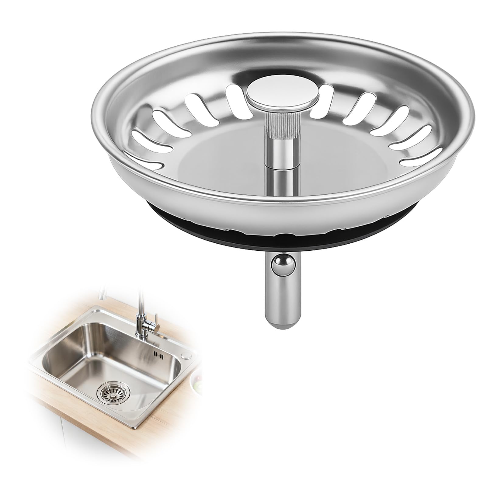 80mm Bouchon d'Evier de Cuisine - épaissi Acier Inoxydable Panier pour Bonde Evier Cuisine - Crépine d'évier Universelle Anti Colmatage avec Attrape | Leroy Merlin